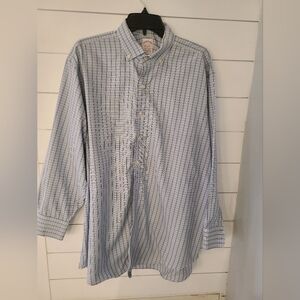 Brooks Beothers Blue Plaid Button Down Shirt